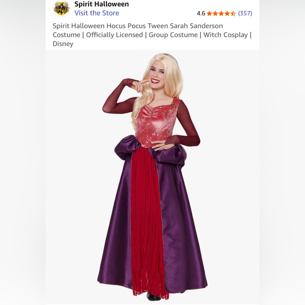 Spirit Halloween Red and Purple Witch Costume